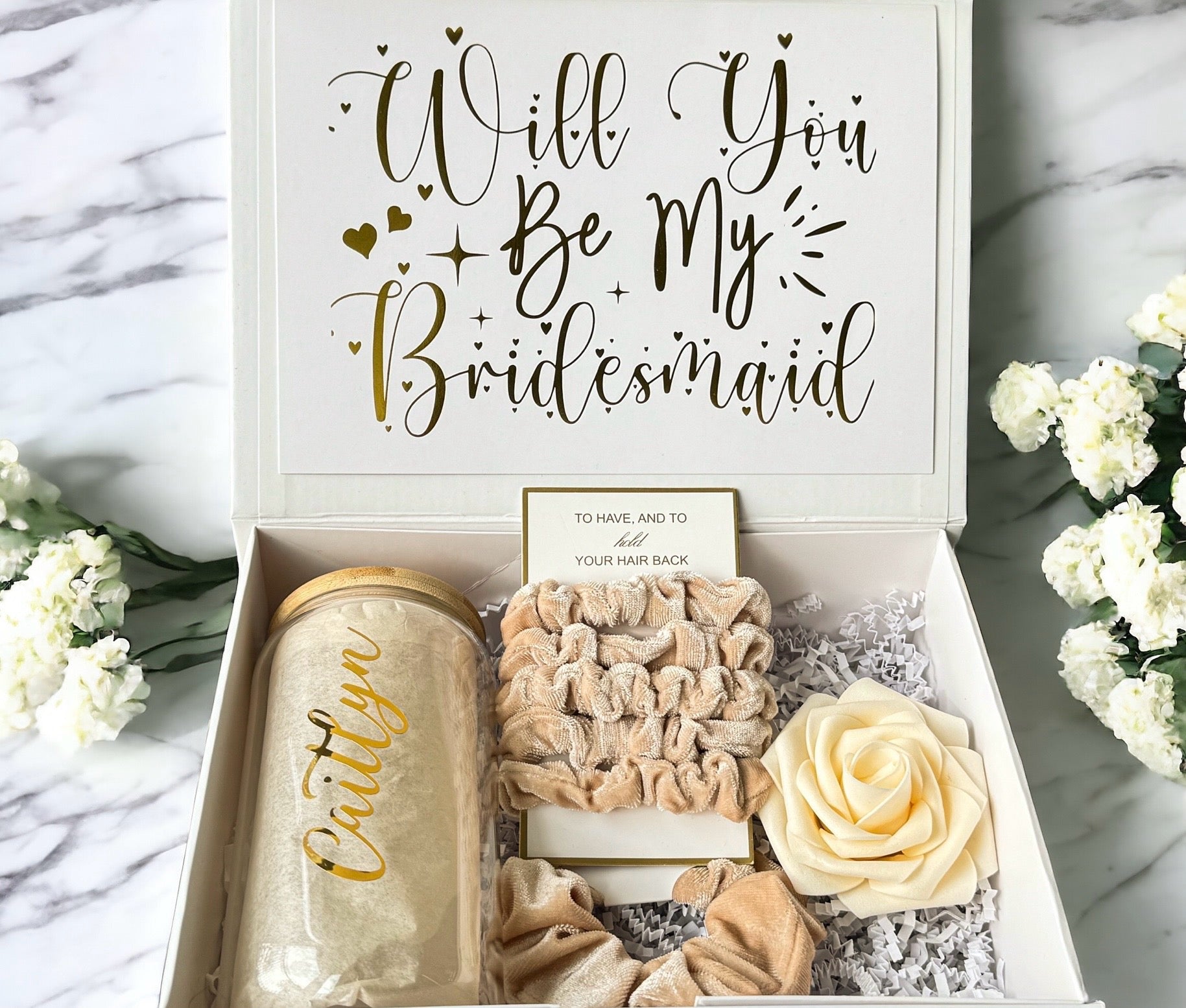 Beige Bridesmaid Proposal Box, Bridesmaid Proposal, Bridesmaid Gift Box, Champagne collection - Box of Love