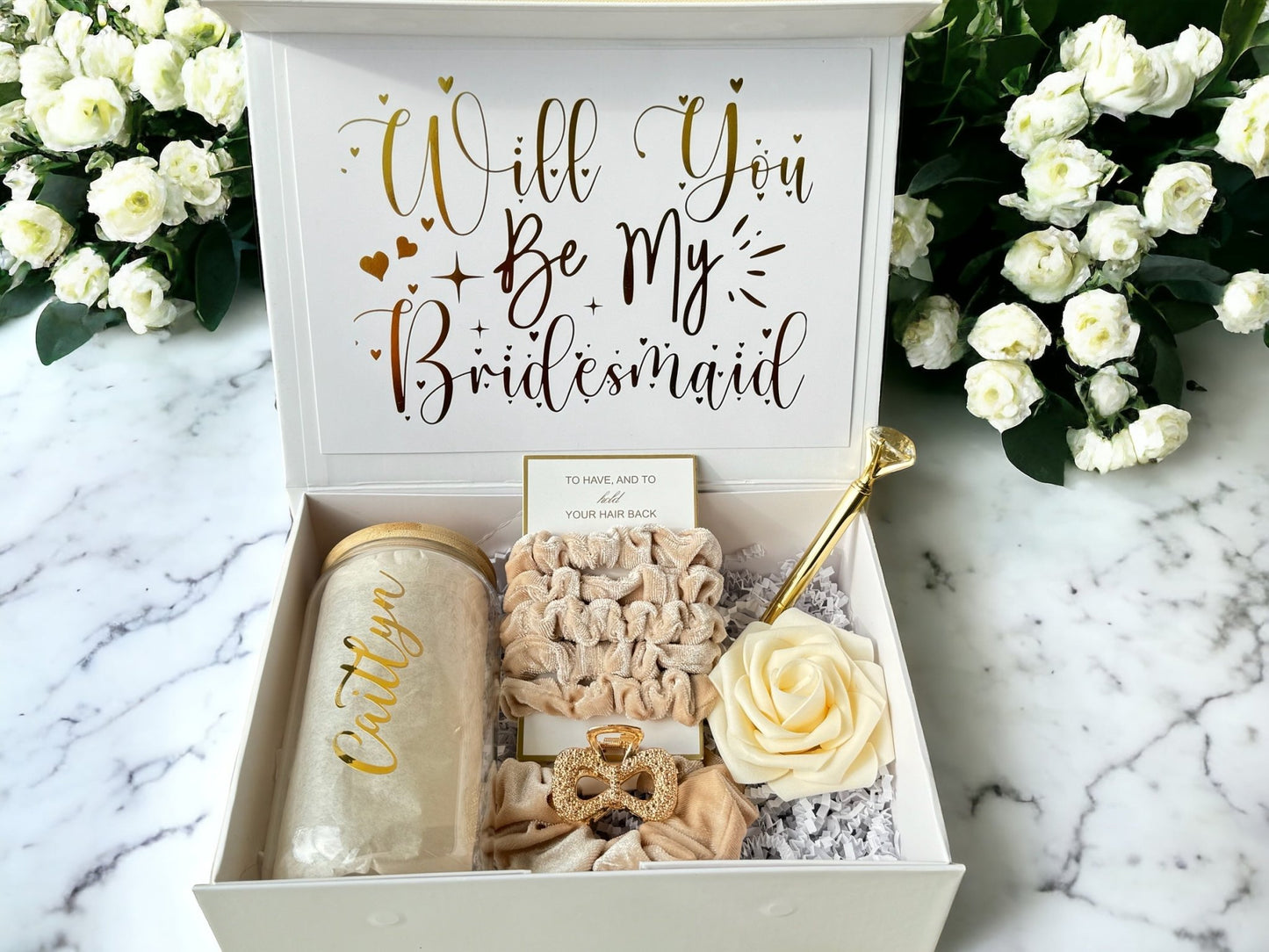 Beige Bridesmaid Proposal Box, Bridesmaid Proposal, Bridesmaid Gift Box, Champagne collection - Box of Love