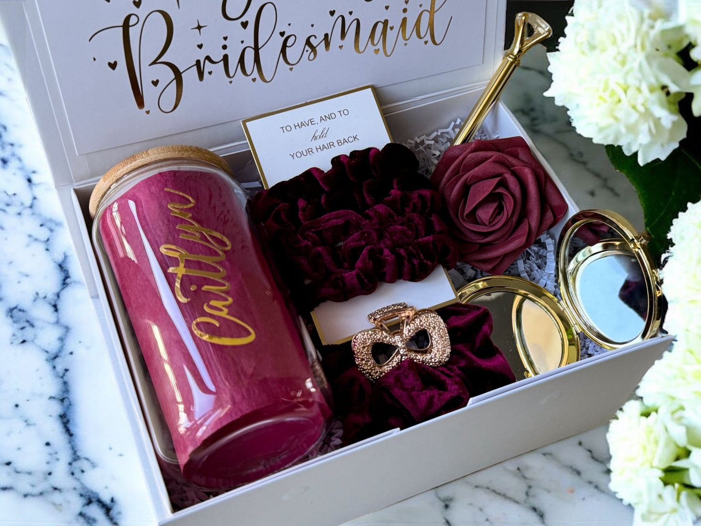 Burgundy Bridesmaid Proposal Box, Bridesmaid Proposal, Bridesmaid Gift Box, Burgundy collection - Box of Love