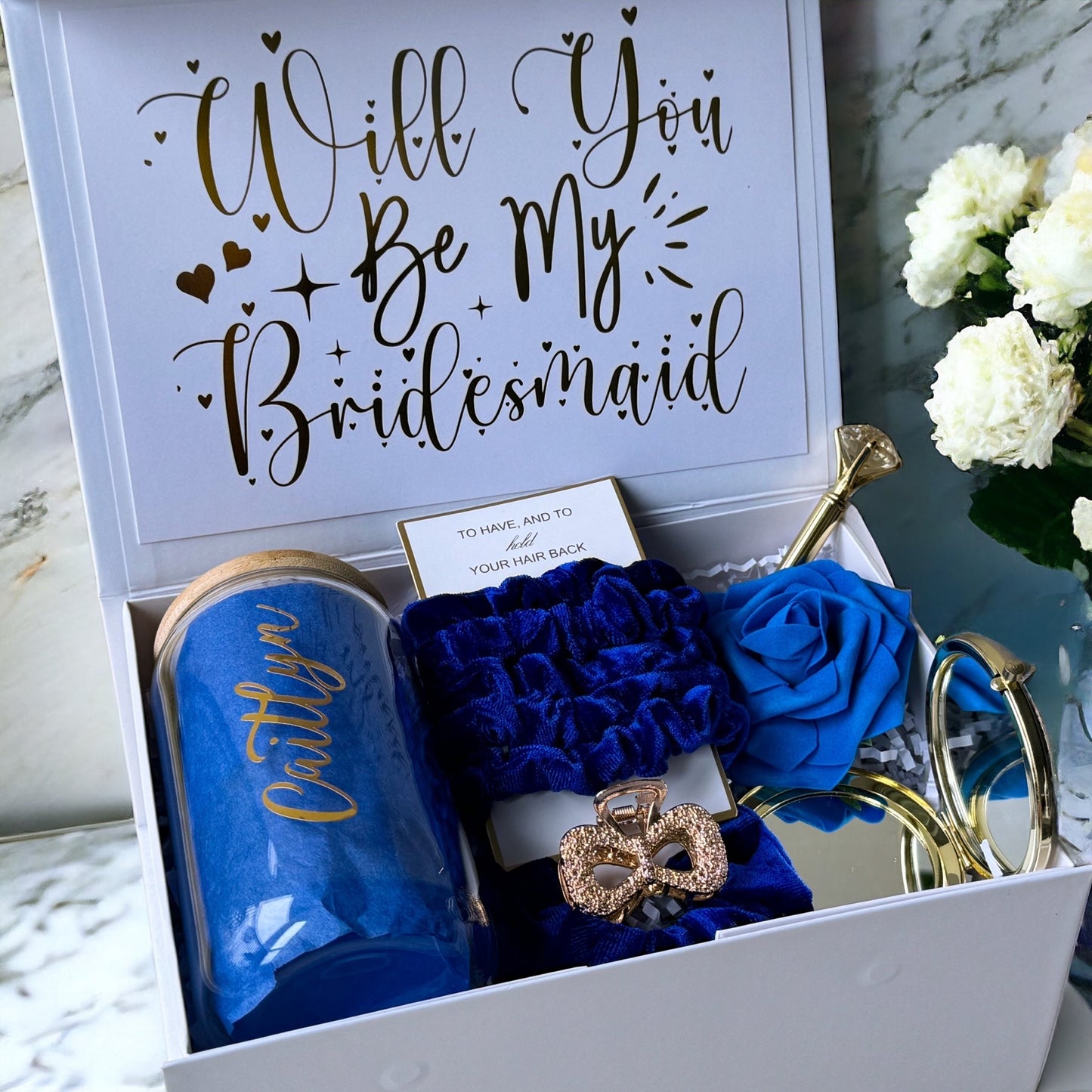 customizable bridesmaid proposal boxes Blue Bridesmaid Proposal Box, Bridesmaid Proposal, Bridesmaid Gift Box, Royal Blue collection - Box of Love