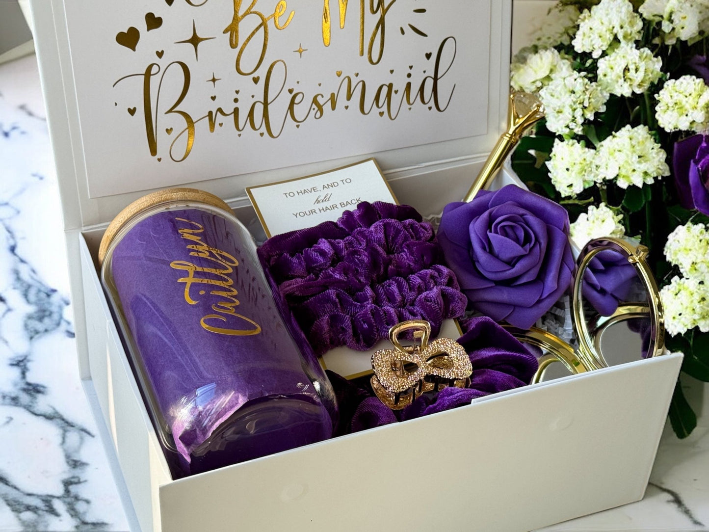 Purple Bridesmaid Proposal Box, Bridesmaid Proposal, Bridesmaid Gift Box, Purple collection - Box of Love