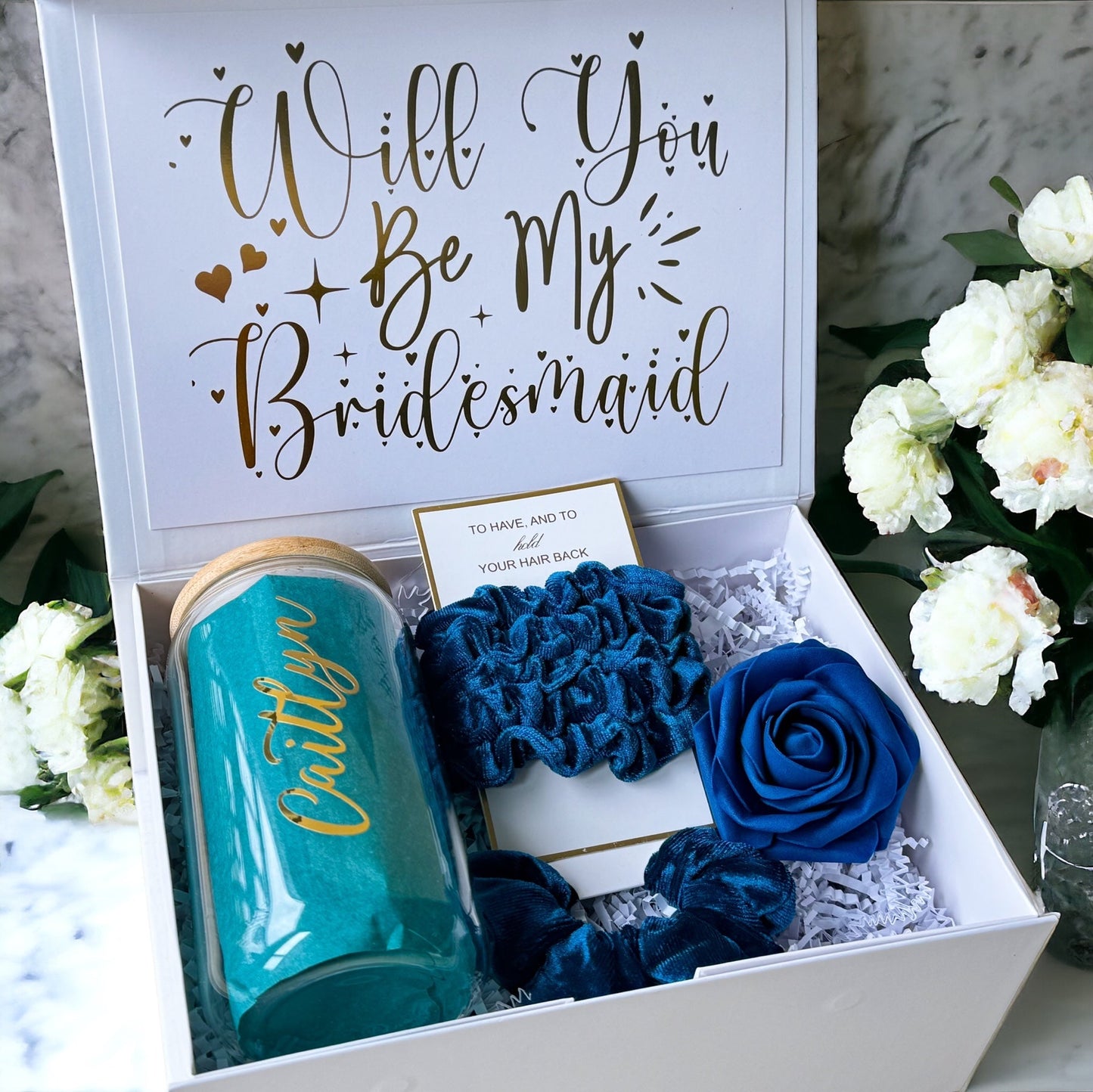 Teal Bridesmaid Proposal Box, Bridesmaid Proposal, Bridesmaid Gift Box, Teal collection - Box of Love