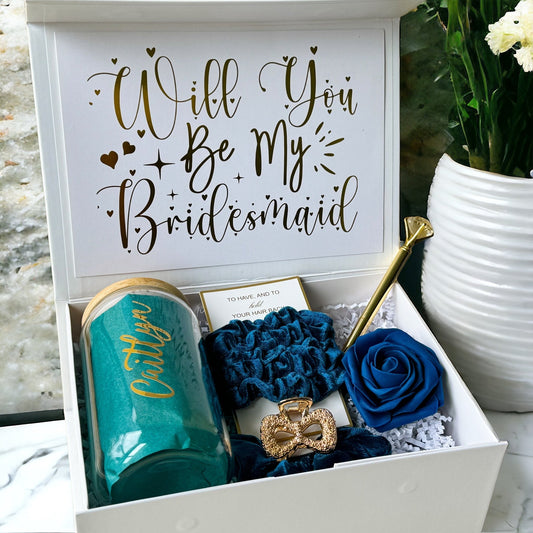 Teal Bridesmaid Proposal Box, Bridesmaid Proposal, Bridesmaid Gift Box, Teal collection - Box of Love