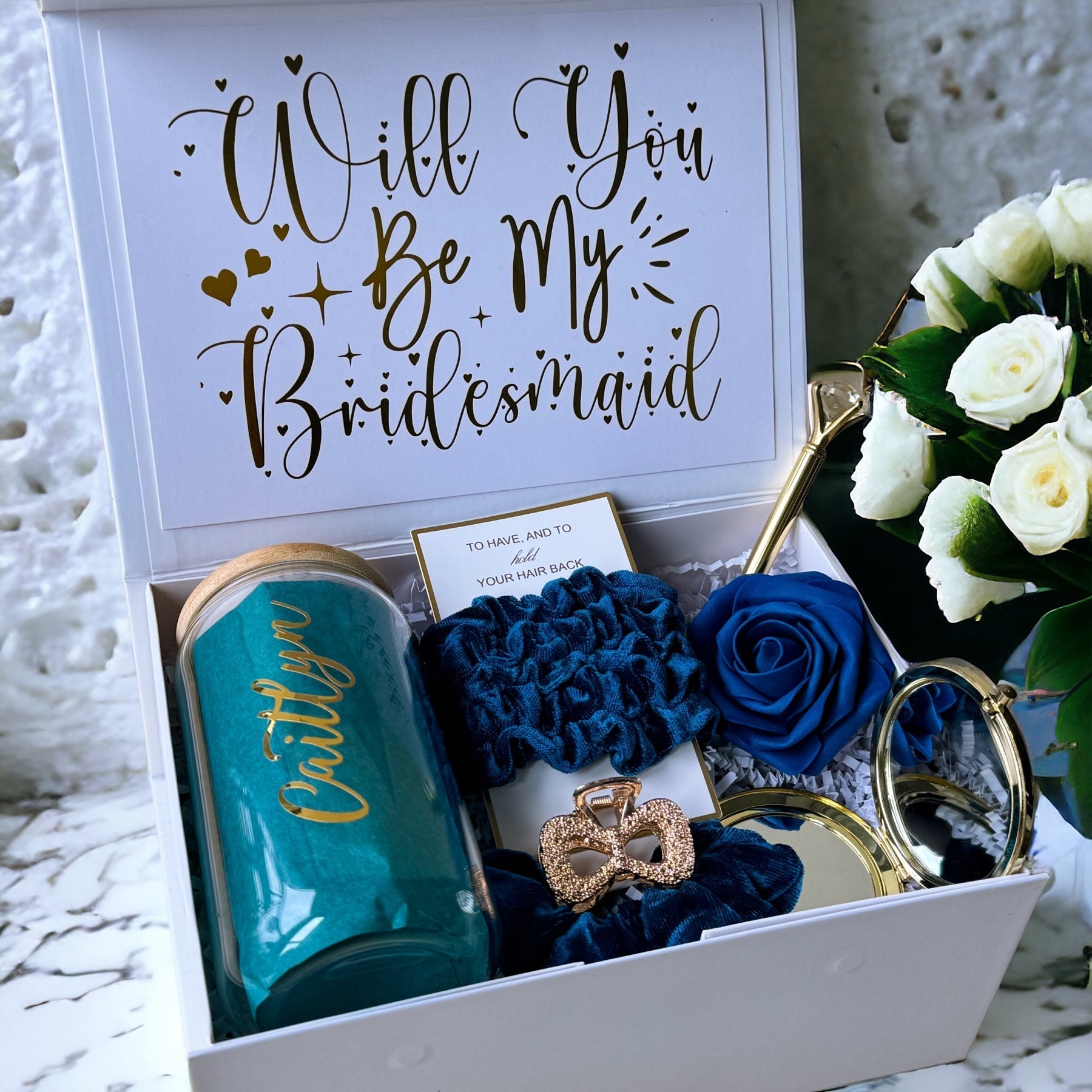 Teal Bridesmaid Proposal Box, Bridesmaid Proposal, Bridesmaid Gift Box, Teal collection - Box of Love