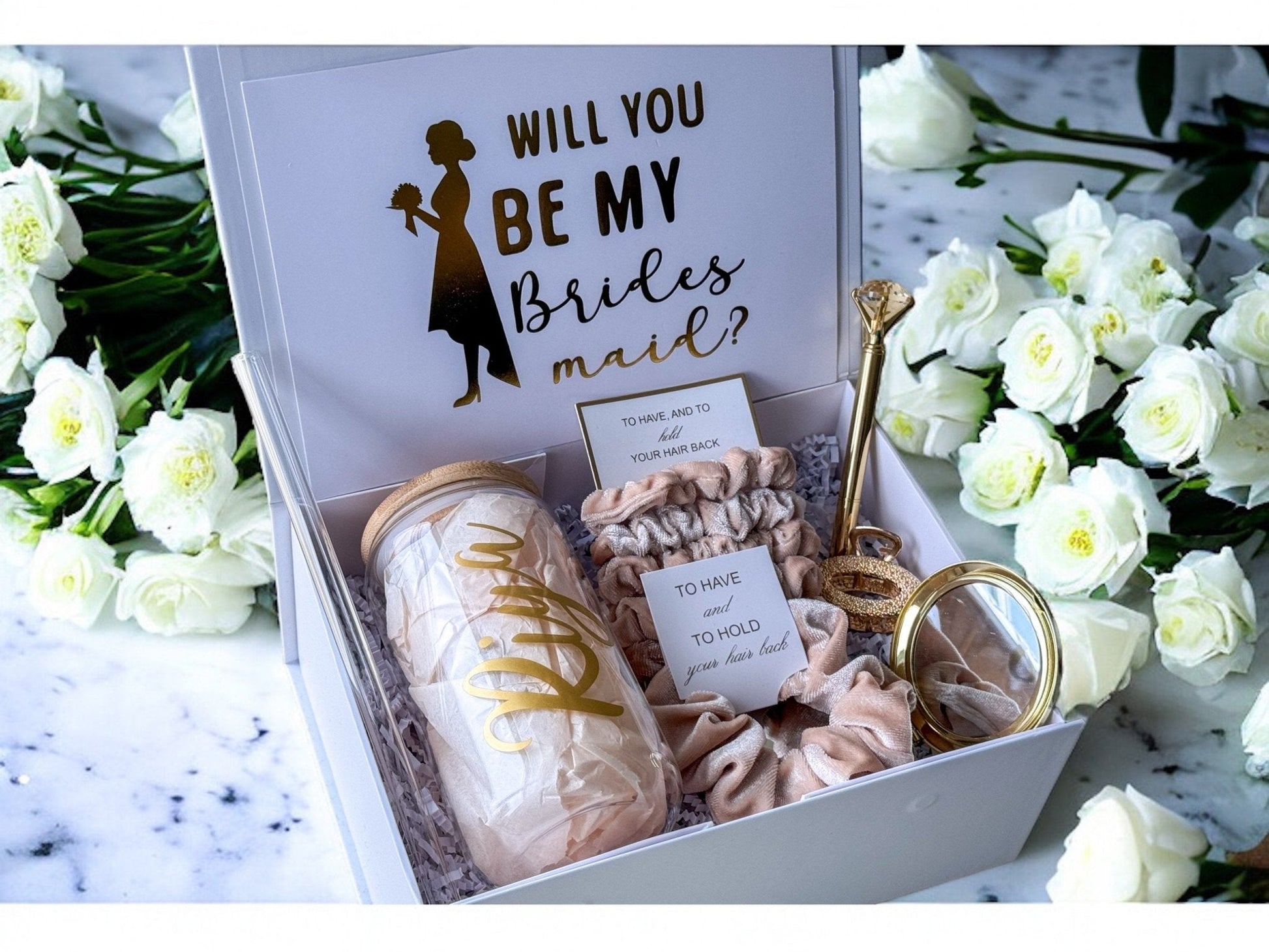 Beige Bridesmaid Proposal Box, Bridesmaid Proposal, Bridesmaid Gift Box, Champagne collection - Box of Love