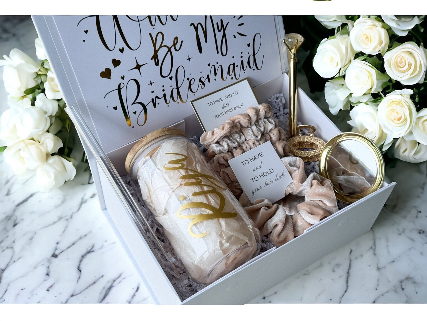 Beige Bridesmaid Proposal Box, Bridesmaid Proposal, Bridesmaid Gift Box, Champagne collection - Box of Love