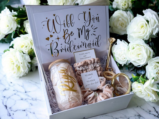 Beige Bridesmaid Proposal Box, Bridesmaid Proposal, Bridesmaid Gift Box, Champagne collection - Box of Love