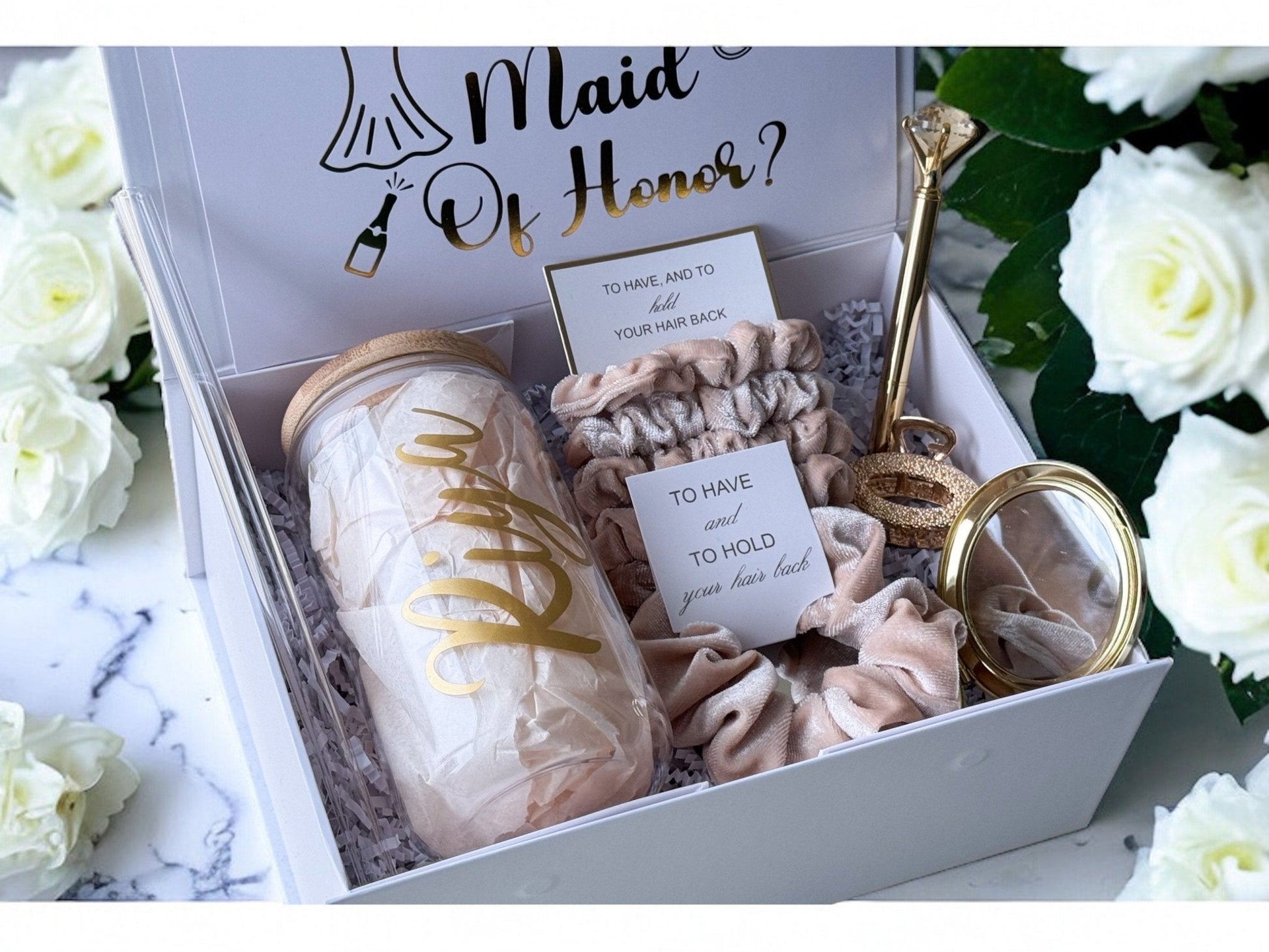 Beige Bridesmaid Proposal Box, Bridesmaid Proposal, Bridesmaid Gift Box, Champagne collection - Box of Love