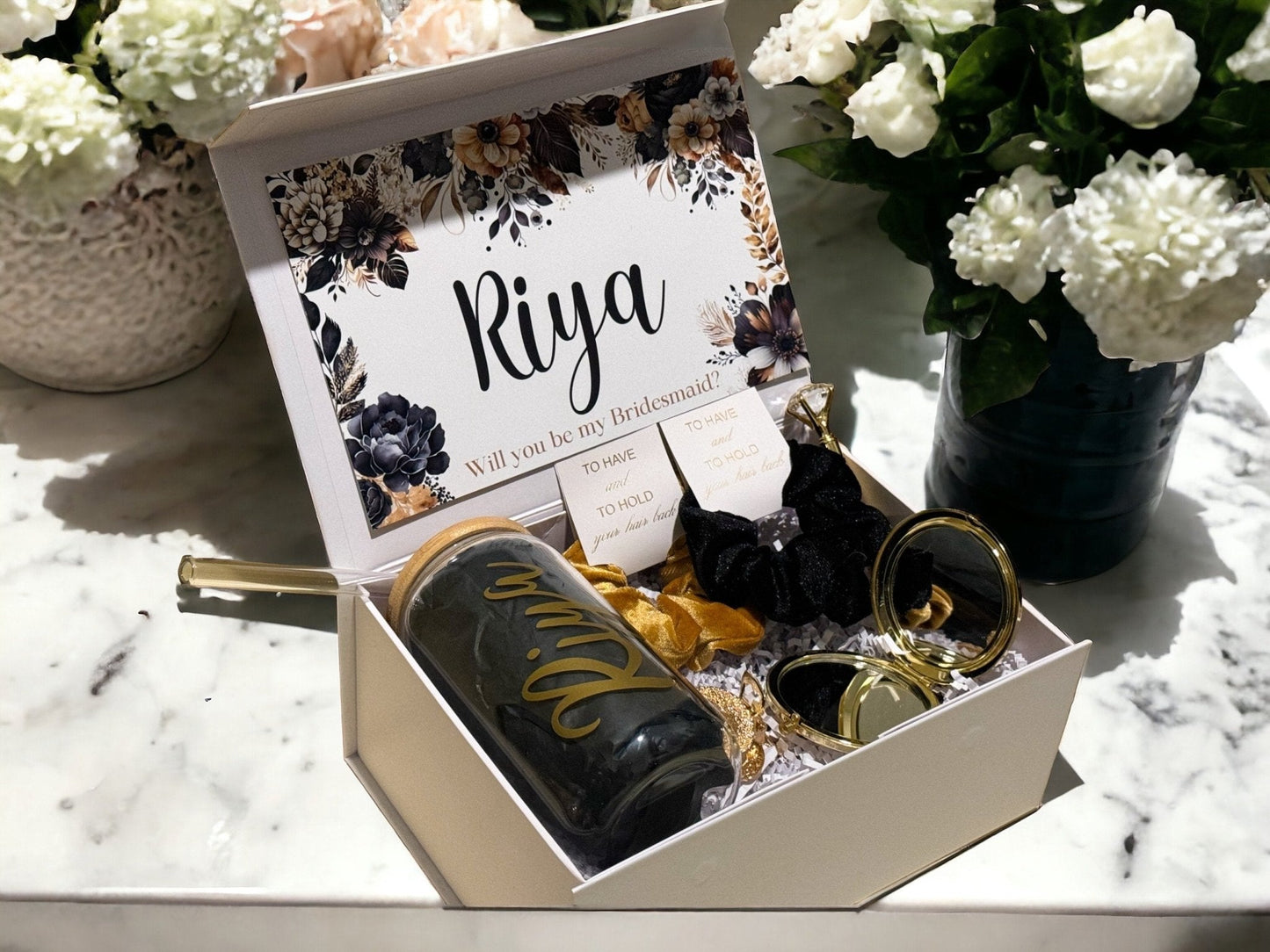 Black and gold Bridesmaid Proposal Box, Bridesmaid Gift -Box, Bridesmaid Proposal - Box of Love