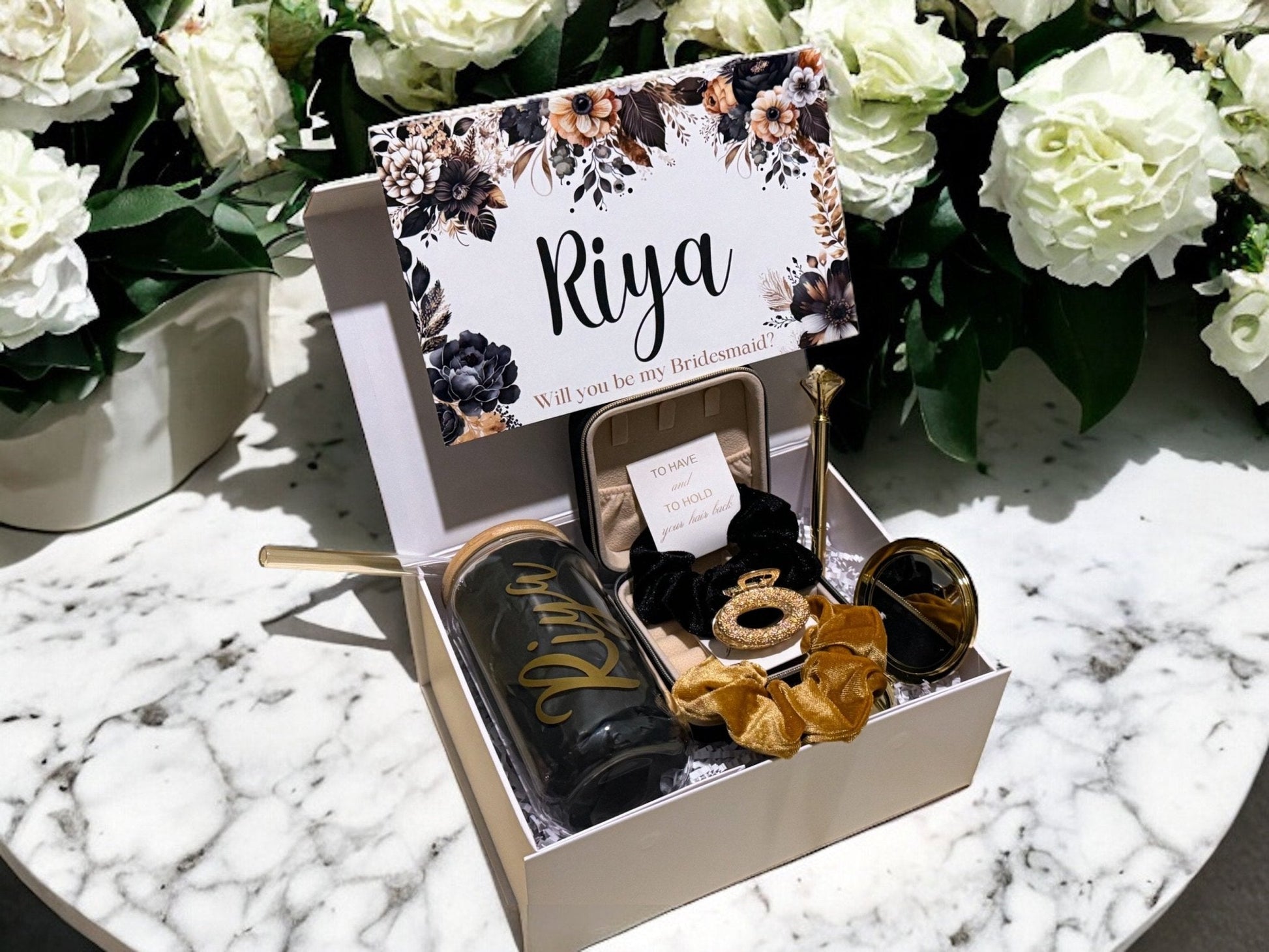 Black and gold Bridesmaid Proposal Box, Bridesmaid Gift -Box, Bridesmaid Proposal - Box of Love