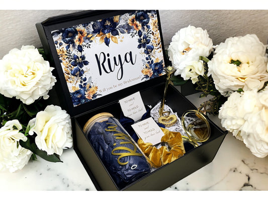 gold floral bridesmaid proposal box bridesmaid gift - box bridesmaid