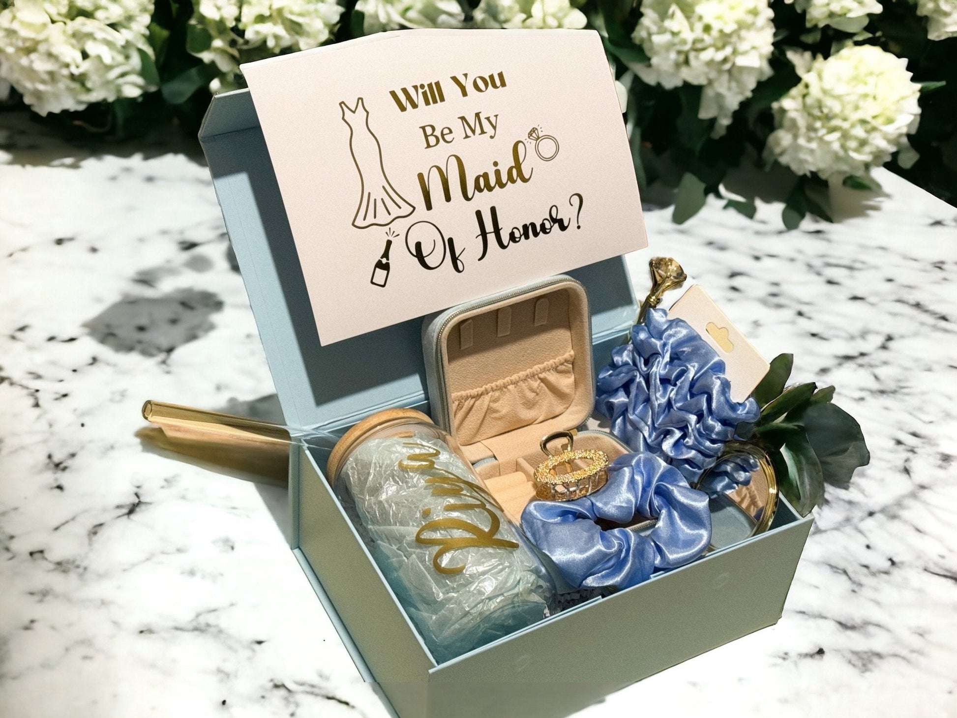 Blue Bridesmaid Proposal Box, Bridesmaid Proposal, Bridesmaid Gift box - Box of Love