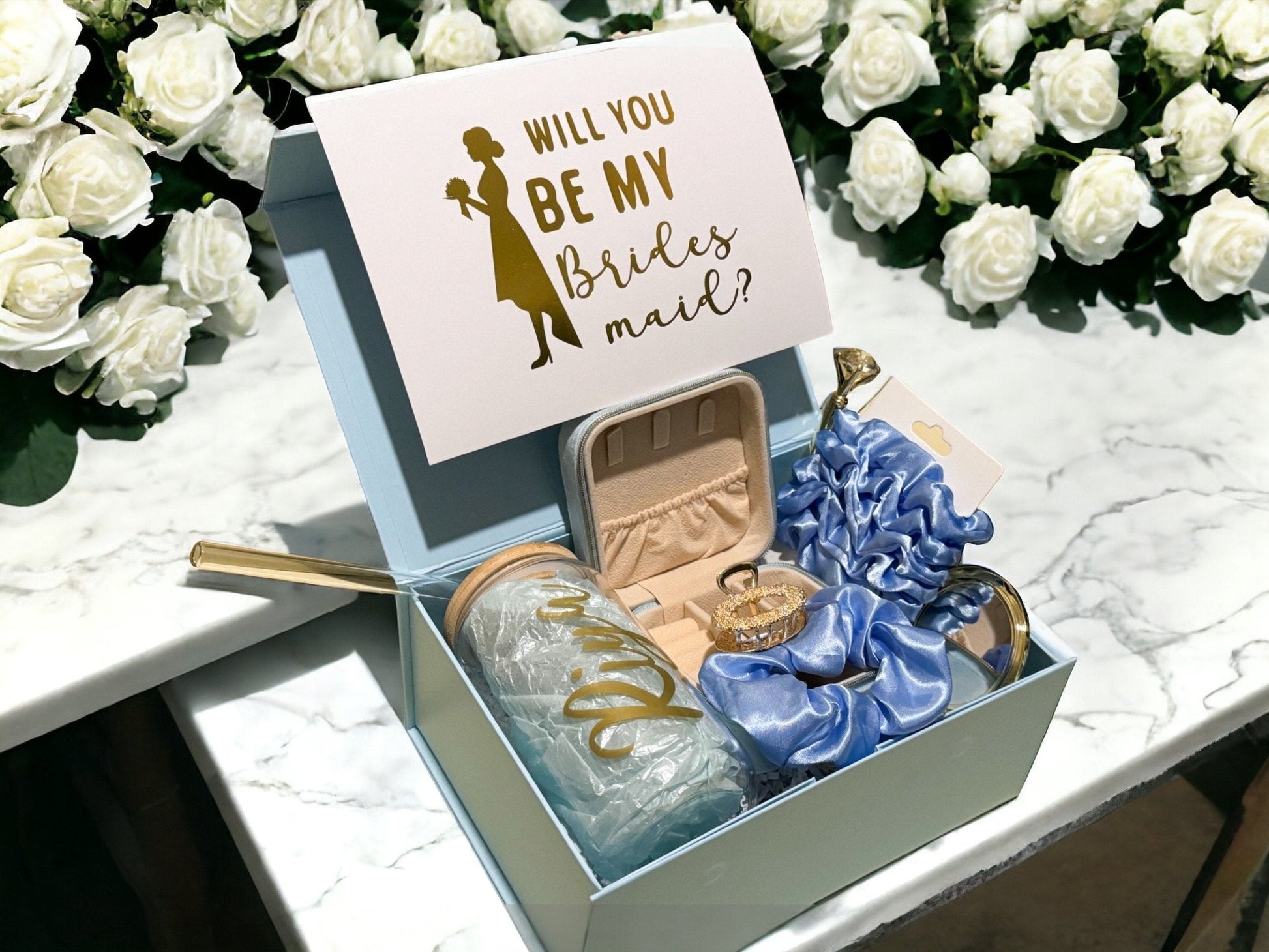 Blue Bridesmaid Proposal Box, Bridesmaid Proposal, Bridesmaid Gift box - Box of Love