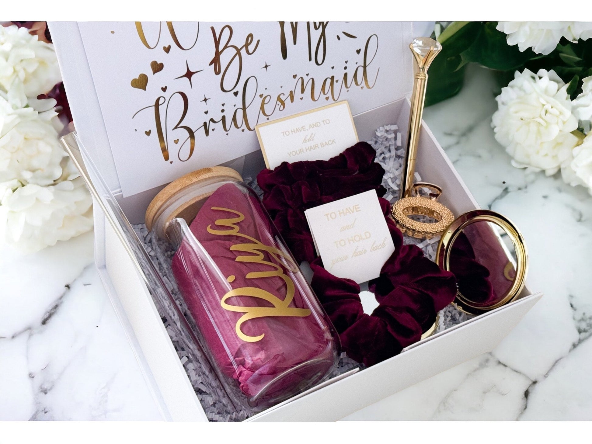 Bridesmaid Proposal Box, Bridesmaid Proposal, Bridesmaid Gift Box, Burgundy collection - Box of Love