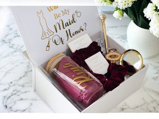Bridesmaid Proposal Box, Bridesmaid Proposal, Bridesmaid Gift Box, Burgundy collection - Box of Love