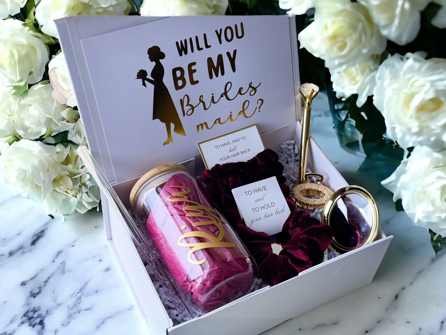 Bridesmaid Proposal Box, Bridesmaid Proposal, Bridesmaid Gift Box, Burgundy collection - Box of Love