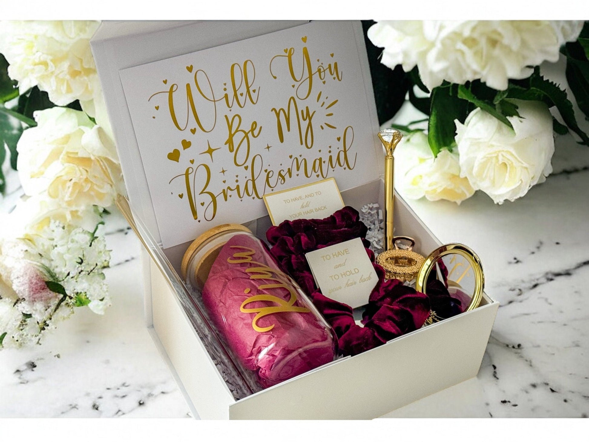 Bridesmaid Proposal Box, Bridesmaid Proposal, Bridesmaid Gift Box, Burgundy collection - Box of Love