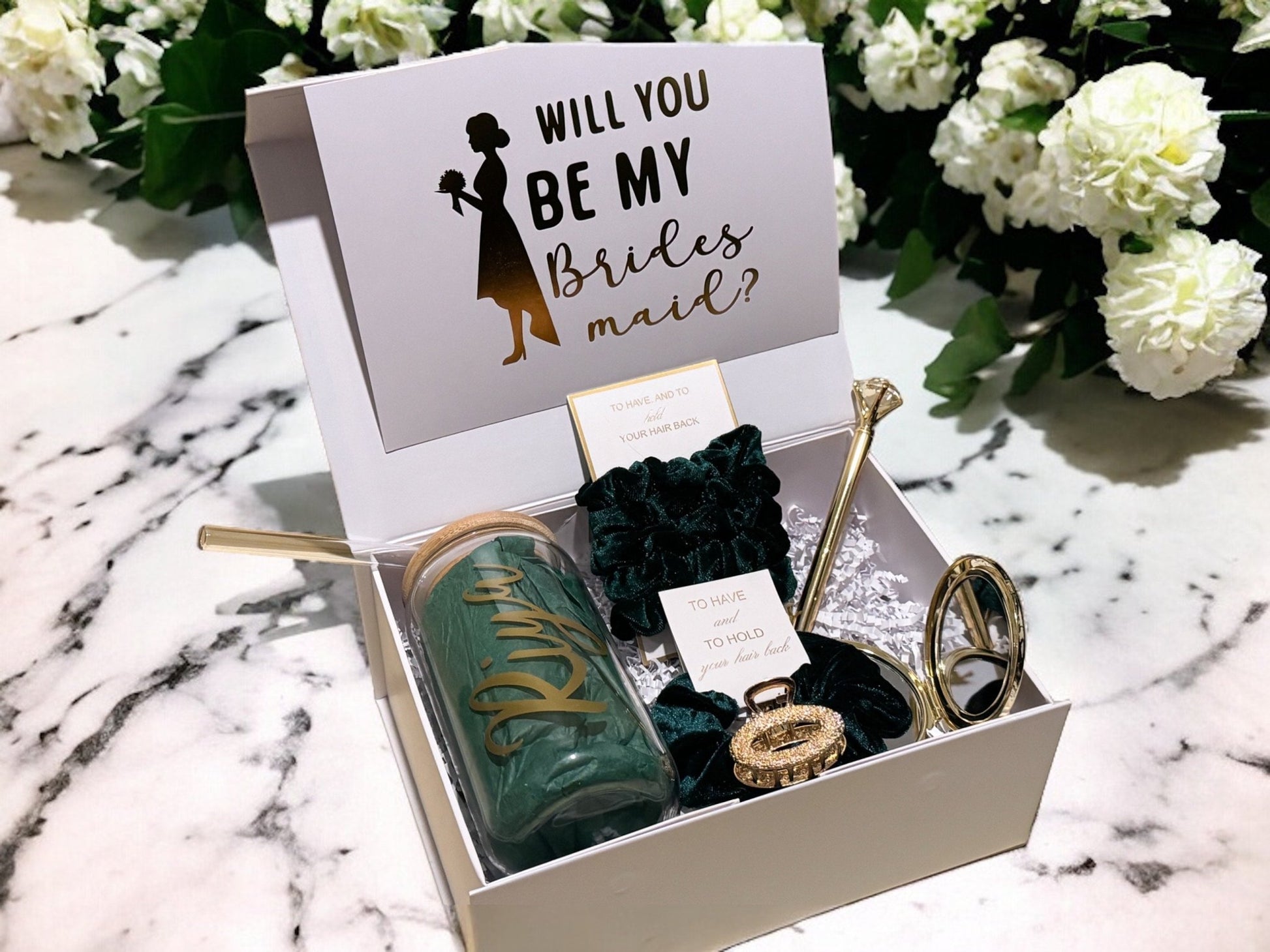 Bridesmaid Proposal Box, Bridesmaid Proposal, Bridesmaid Gift Box, Green collection - Box of Love