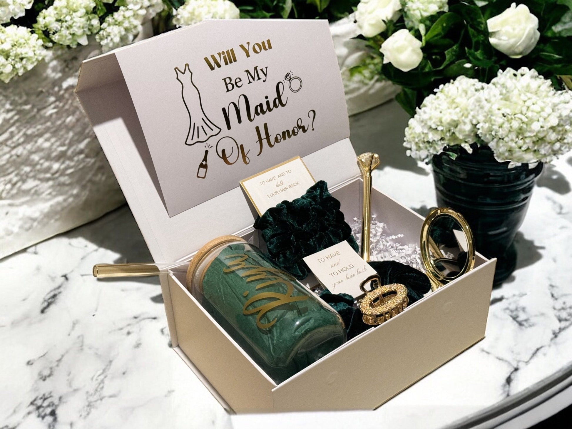 Bridesmaid Proposal Box, Bridesmaid Proposal, Bridesmaid Gift Box, Green collection - Box of Love