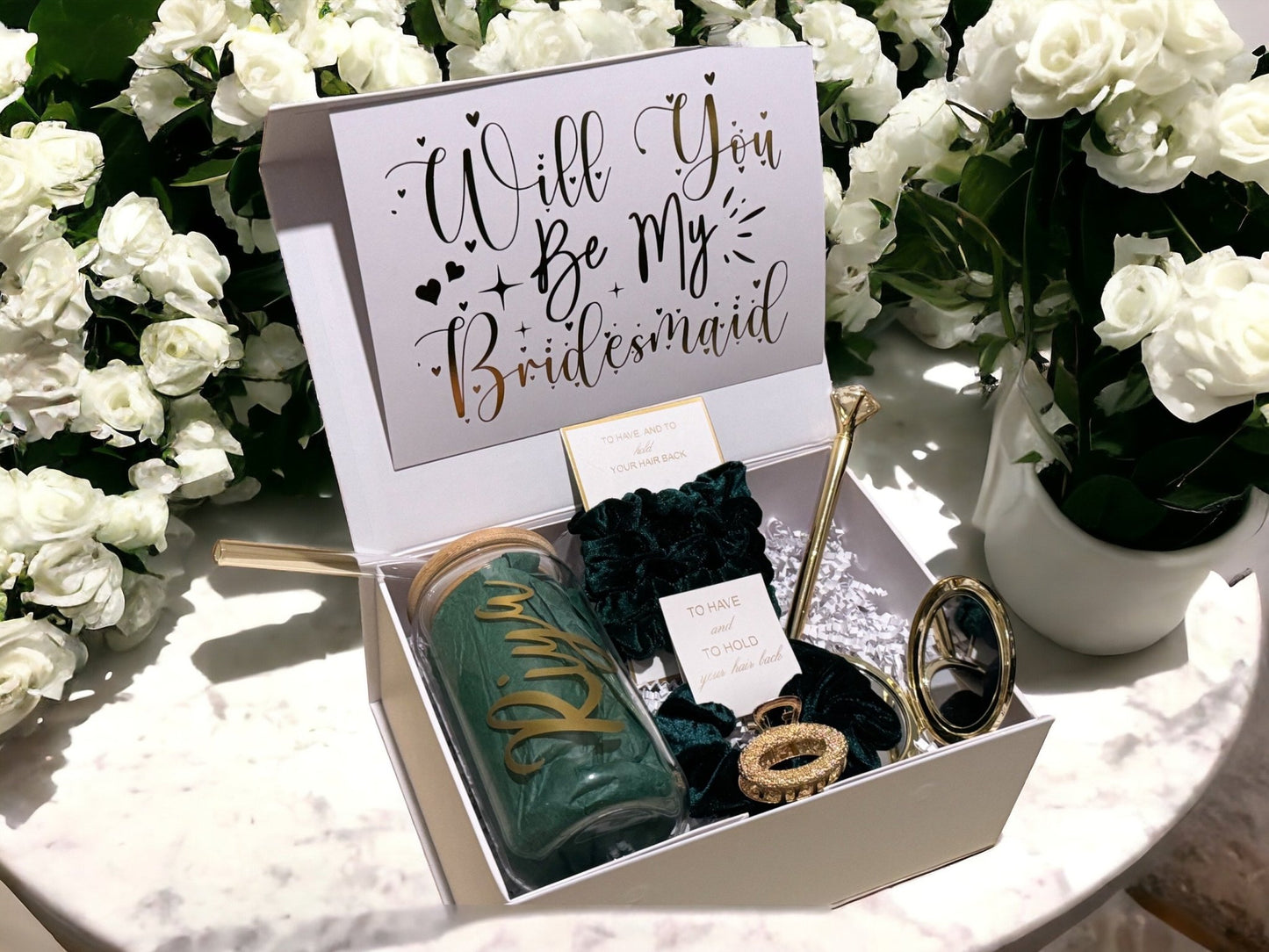 Bridesmaid Proposal Box, Bridesmaid Proposal, Bridesmaid Gift Box, Green collection - Box of Love