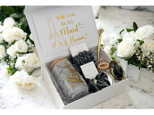 Bridesmaid Proposal Box, Bridesmaid Proposal, Bridesmaid Gift Box, Grey collection - Box of Love