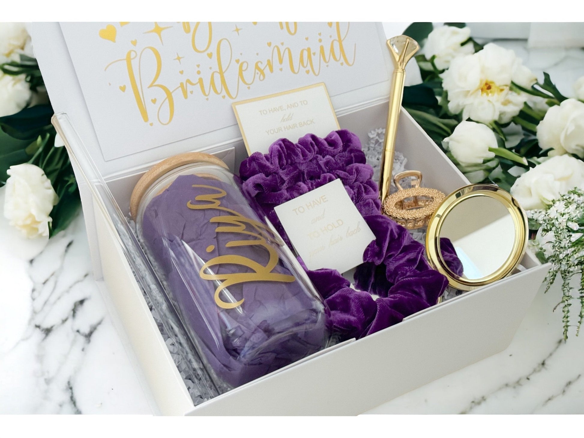 Bridesmaid Proposal Box, Bridesmaid Proposal, Bridesmaid Gift Box, Purple collection - Box of Love