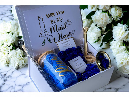 Bridesmaid Proposal Box, Bridesmaid Proposal, Bridesmaid Gift Box, Royal Blue collection - Box of Love