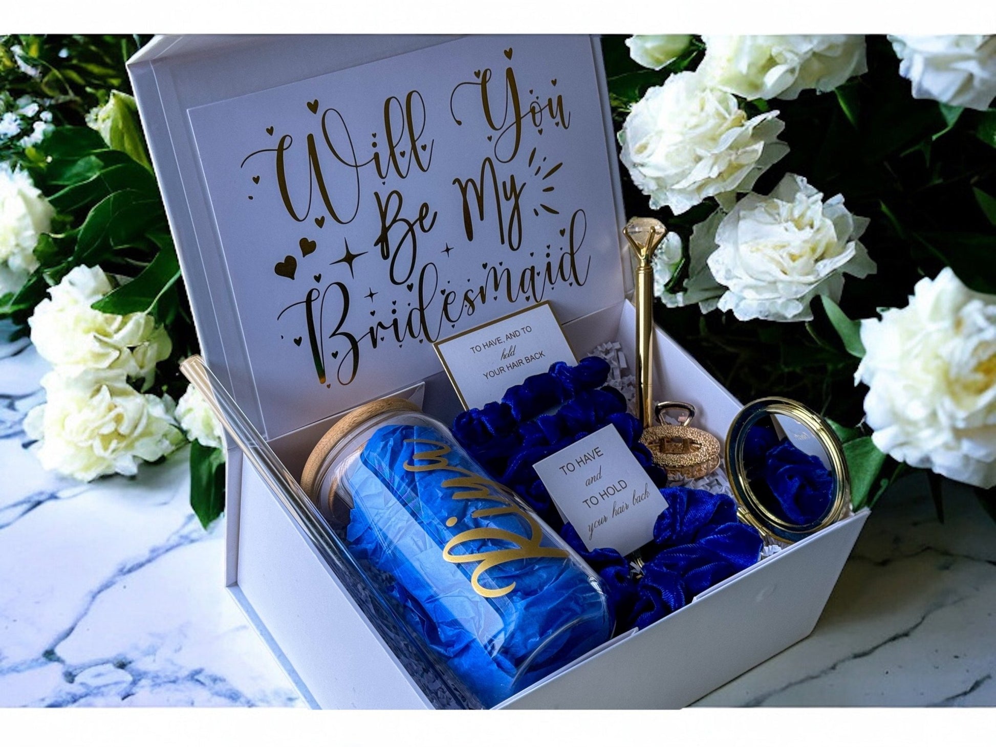 Bridesmaid Proposal Box, Bridesmaid Proposal, Bridesmaid Gift Box, Royal Blue collection - Box of Love