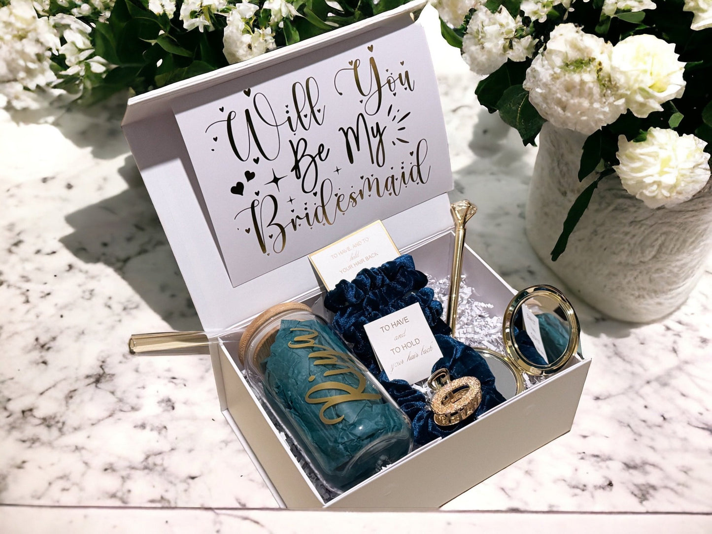 Bridesmaid Proposal Box, Bridesmaid Proposal, Bridesmaid Gift Box, Teal collection - Box of Love