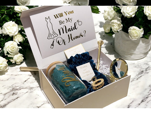 Bridesmaid Proposal Box, Bridesmaid Proposal, Bridesmaid Gift Box, Teal collection - Box of Love
