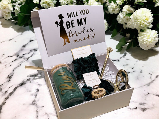Emerald Bridesmaid Proposal Box, Bridesmaid Proposal, Bridesmaid Gift Box, Green collection - Box of Love