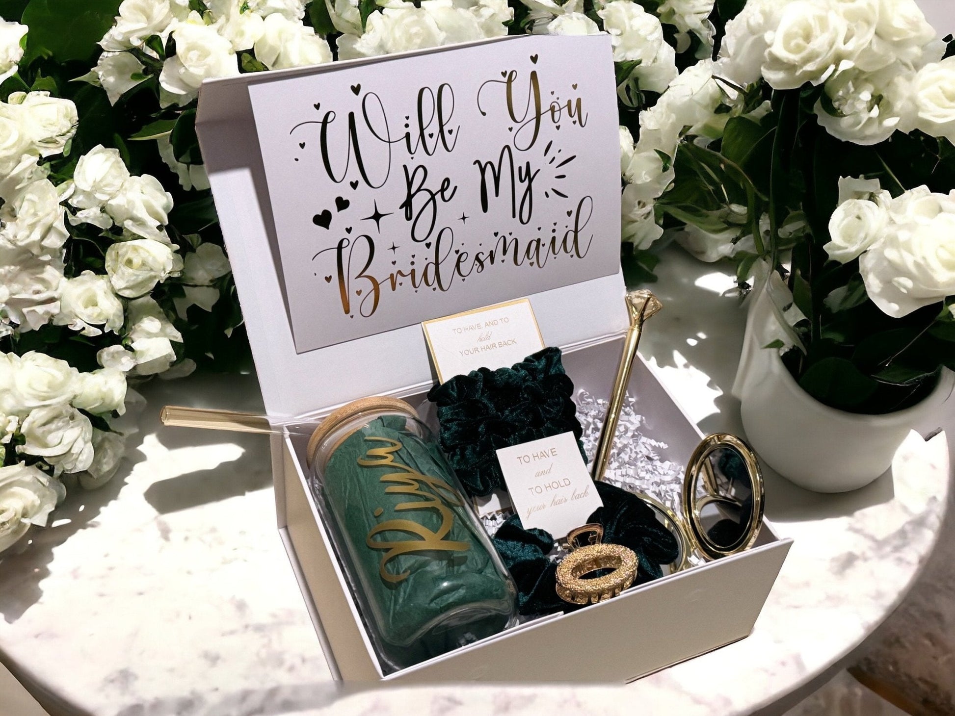 Emerald Bridesmaid Proposal Box, Bridesmaid Proposal, Bridesmaid Gift Box, Green collection - Box of Love