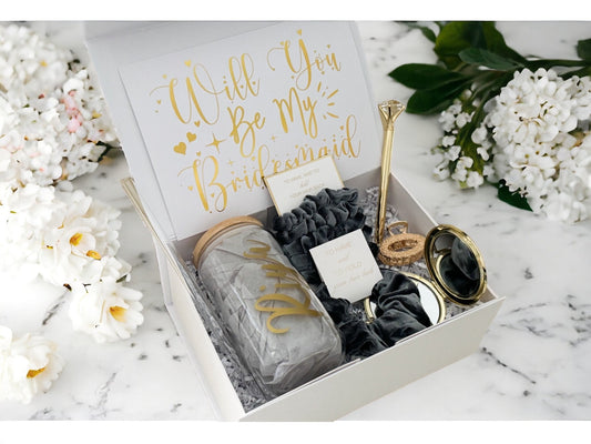 Grey Bridesmaid Proposal Box, Bridesmaid Proposal, Bridesmaid Gift Box, Grey collection - Box of Love