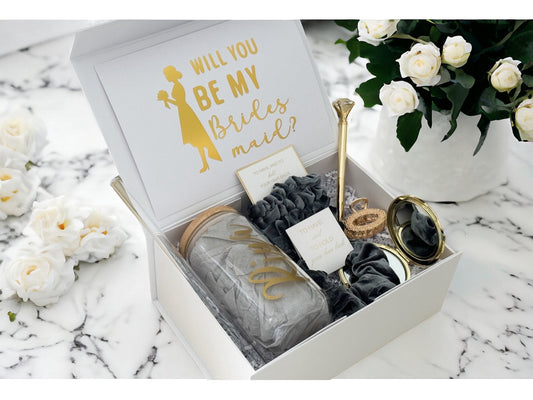 Grey Bridesmaid Proposal Box, Bridesmaid Proposal, Bridesmaid Gift Box, Grey collection - Box of Love