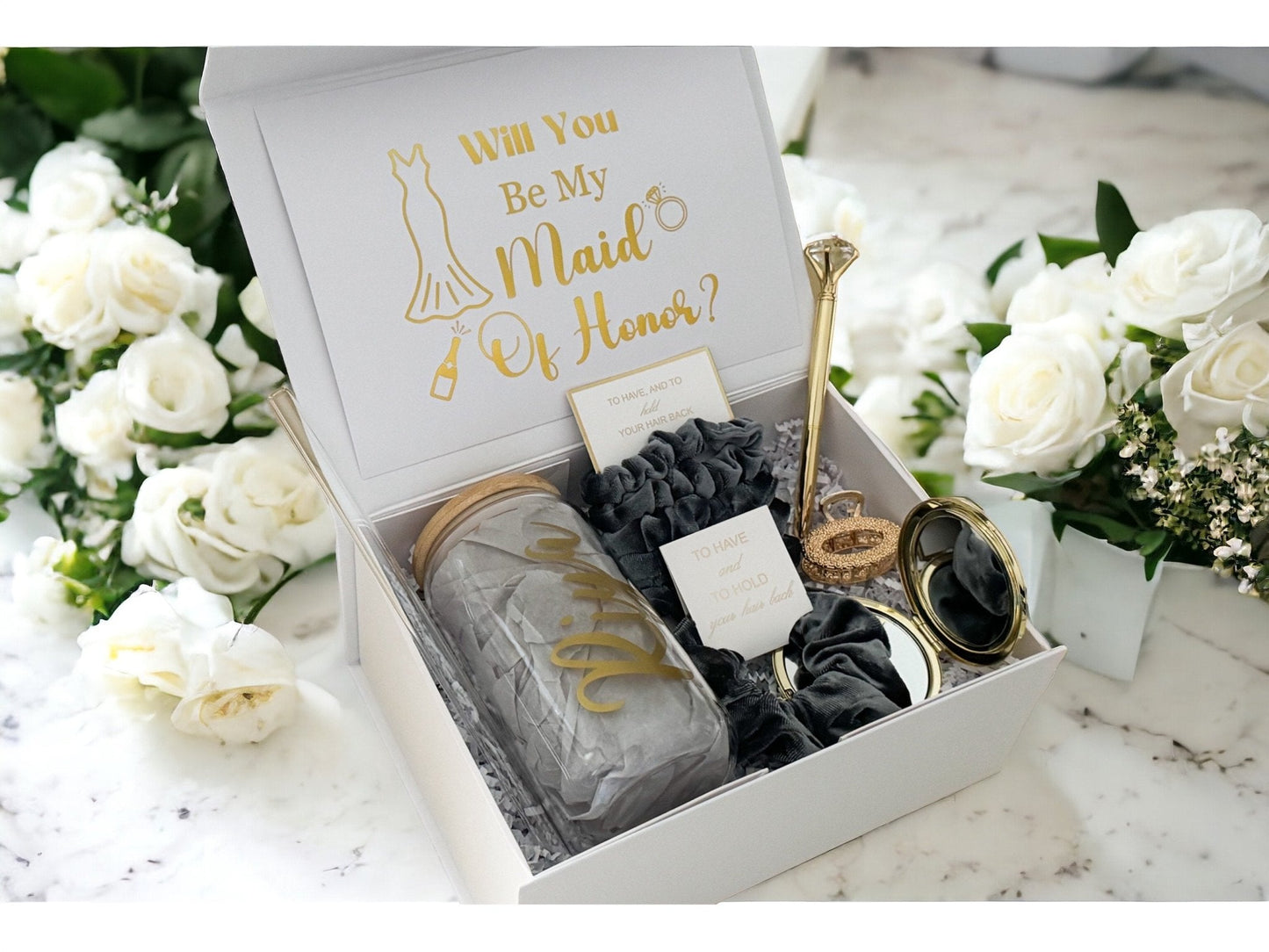 Grey Bridesmaid Proposal Box, Bridesmaid Proposal, Bridesmaid Gift Box, Grey collection - Box of Love