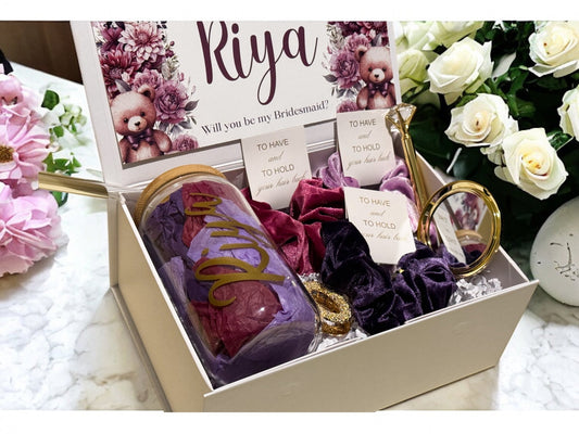 Pink and purple themed Bridesmaid Proposal Box, Bridesmaid Gift -Box, Bridesmaid Proposal - Box of Love